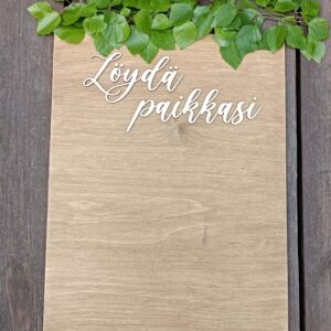 Läydä paikkasi vaneriteksti