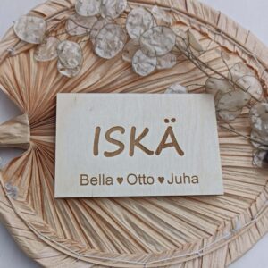 Puinen henkilökohtainen isänpäiväkortti lahjaksi isälle.